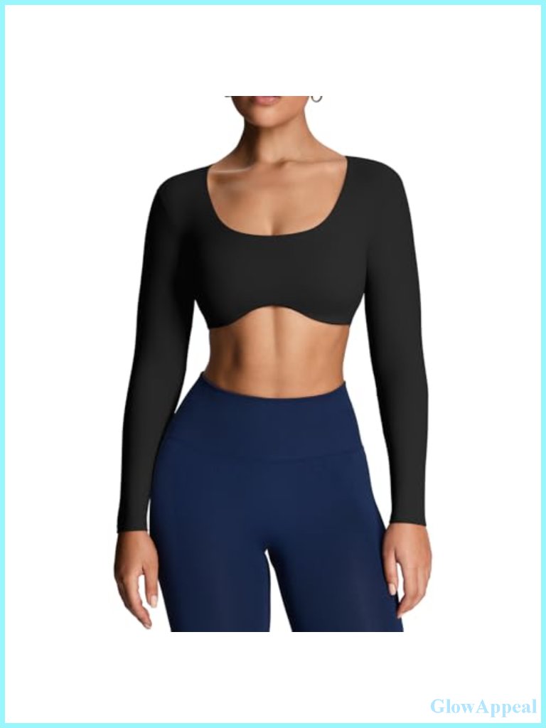 Long Sleeve Crop Top Define Sculpt Workout Cropped T Shirt